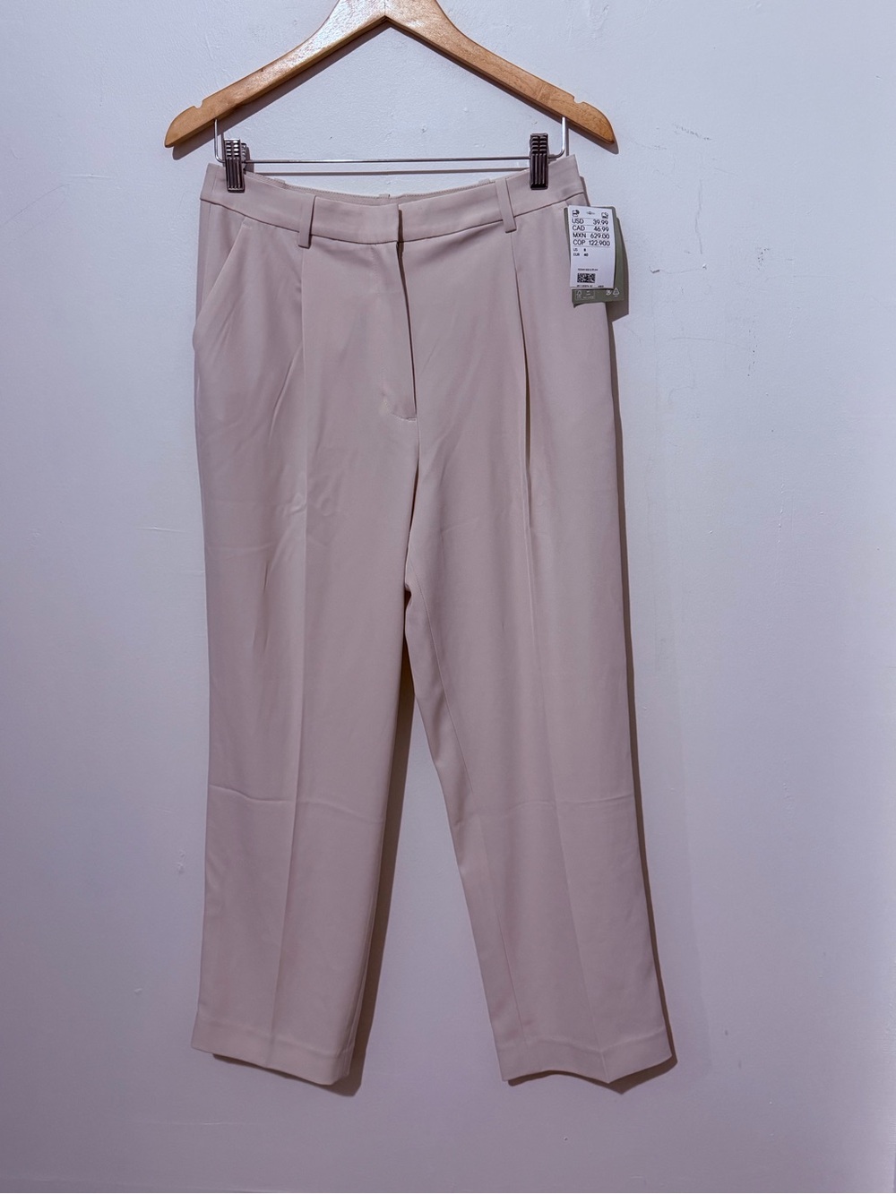 H&M Women's Tailored High-Rise Straight Trousers - Cream